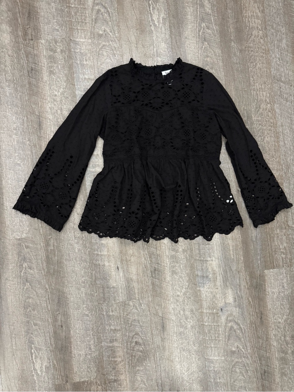 Goth Boho Victorian Black Lace Cotton Top size M-L